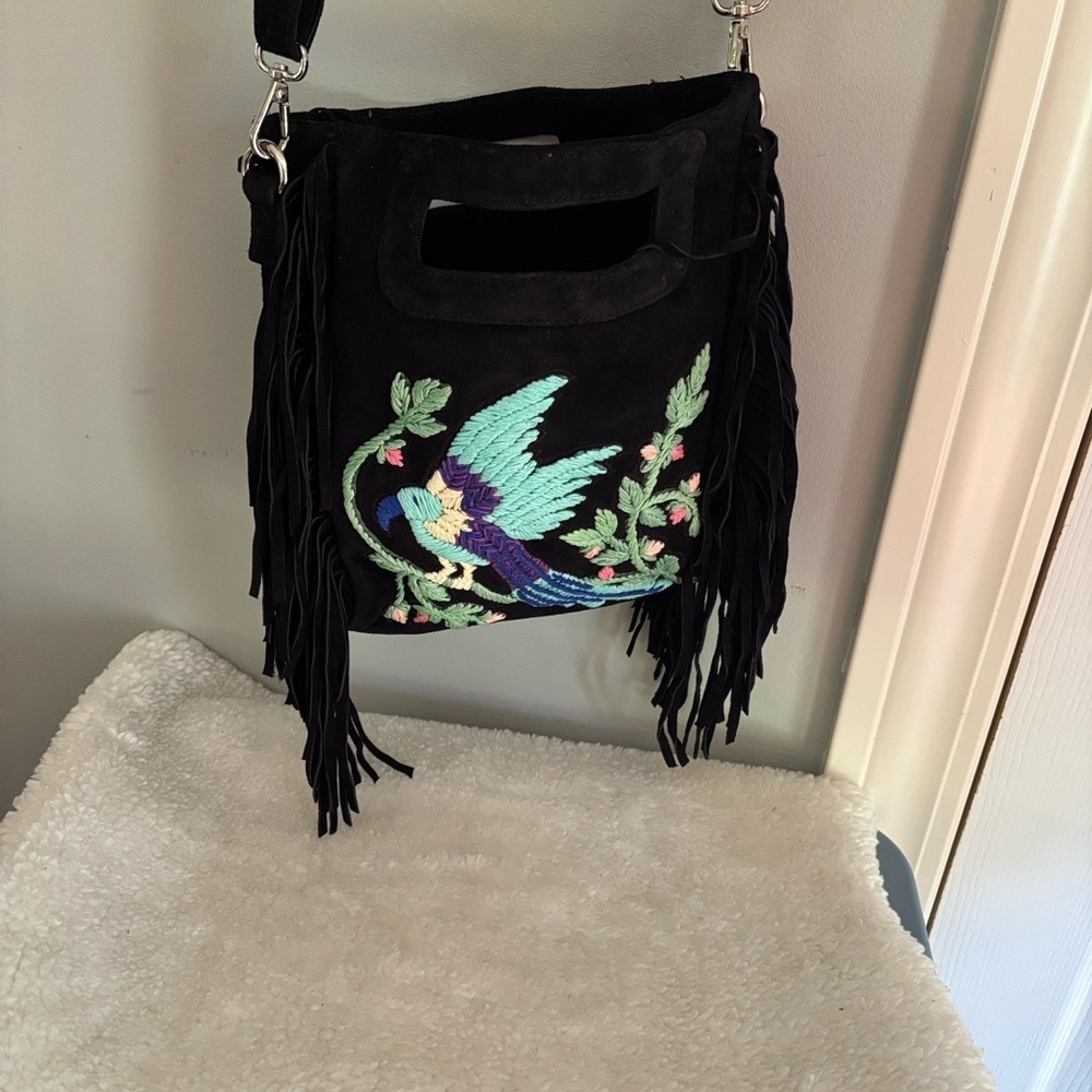 Elegant Black Embroidered Shoulder Bag